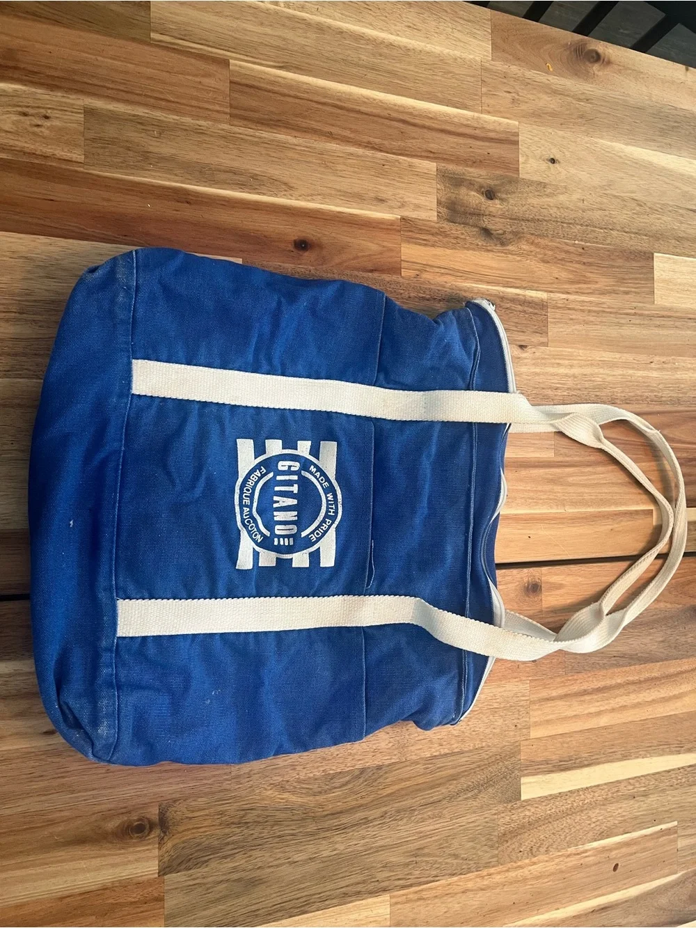 Vintage Gitano Blue canvas Tote Bag 80s 90s